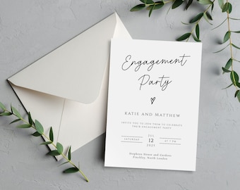 Engagement party invitation template, modern photo engagement invite, she said yes wedding engagement printable, diy editable download #BL46