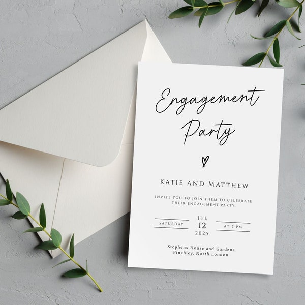 Engagement party invitation template, modern photo engagement invite, she said yes wedding engagement printable, diy editable download #BL46
