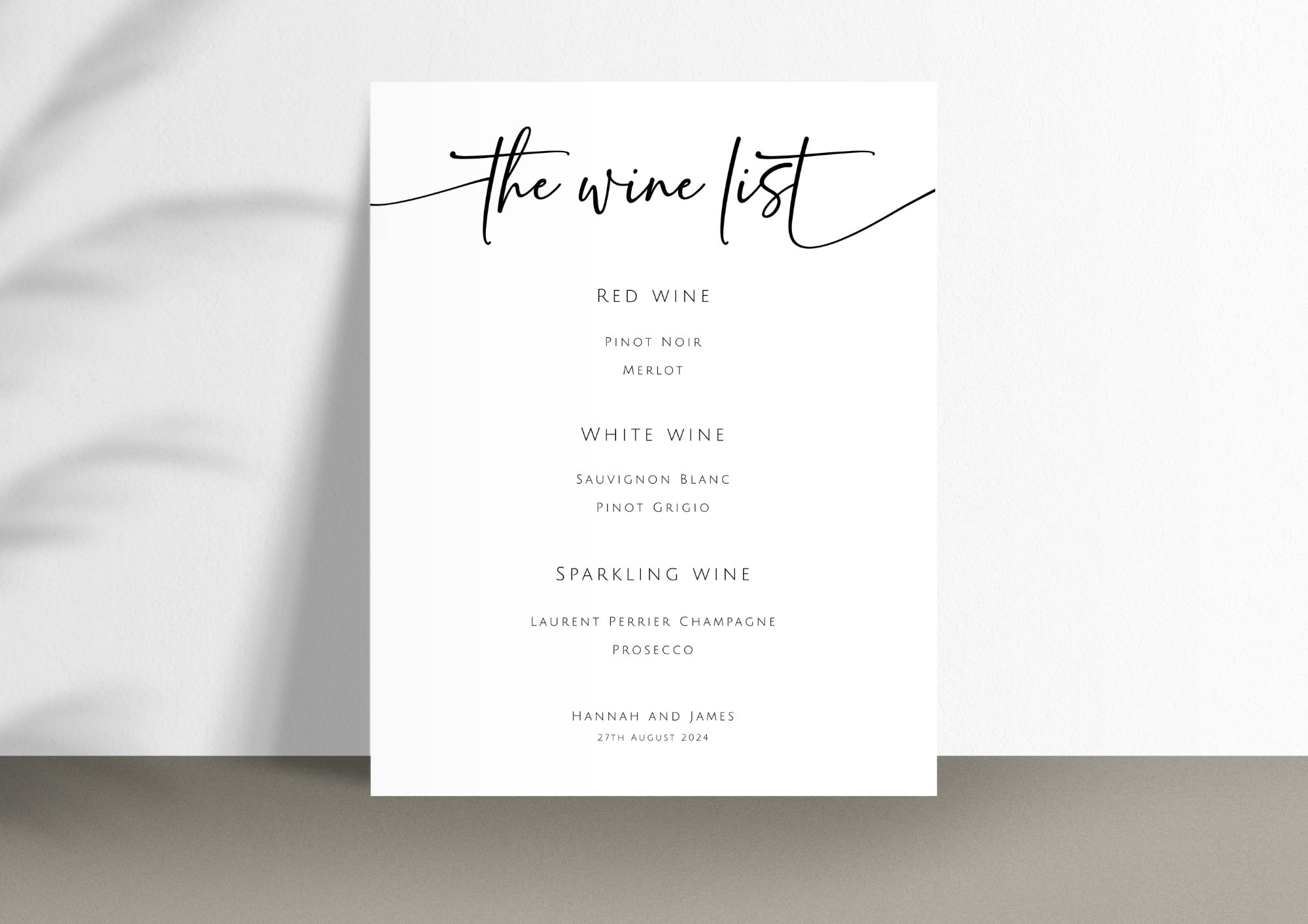Wedding wine list discount