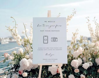Plantilla de letrero para ceremonia desconectada: Boda elegante, sin teléfonos (Descarga editable BL10)