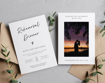 Modern Rehearsal Dinner Invitation Template: Black & White (Templett Download)