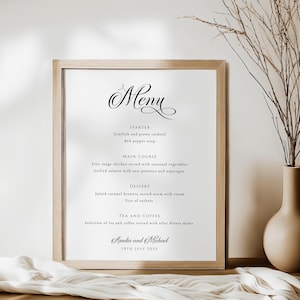 Elegant menu template printable, 8x10 wedding menu sign, editable traditional script event menu, wedding menu card, editable download #BL3