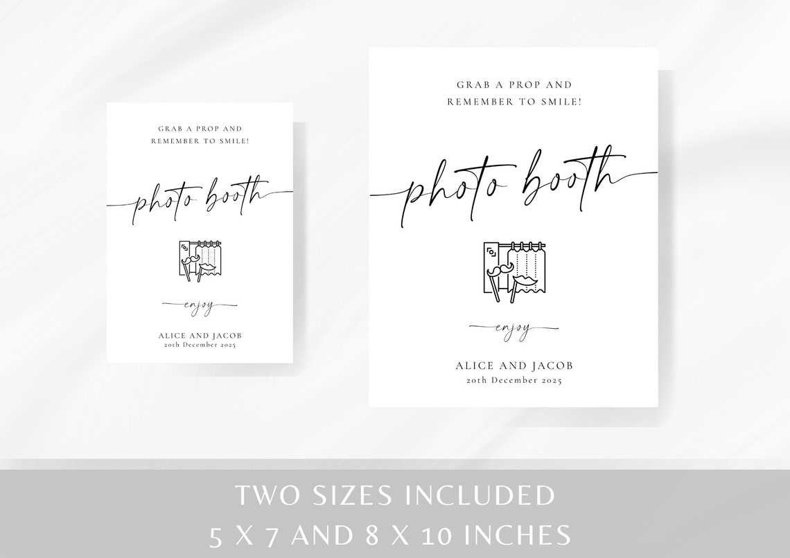 Photo Booth Sign Printable Template, Wedding Photo Booth Icon, Editable ...
