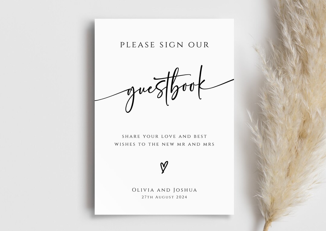 Modern Wedding Guestbook Sign Template, Printable Sign Our Guest Book ...