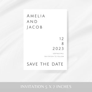 Modern save the date invitation, printable wedding save our date template, add your own photo, double sided editable download, templett image 3