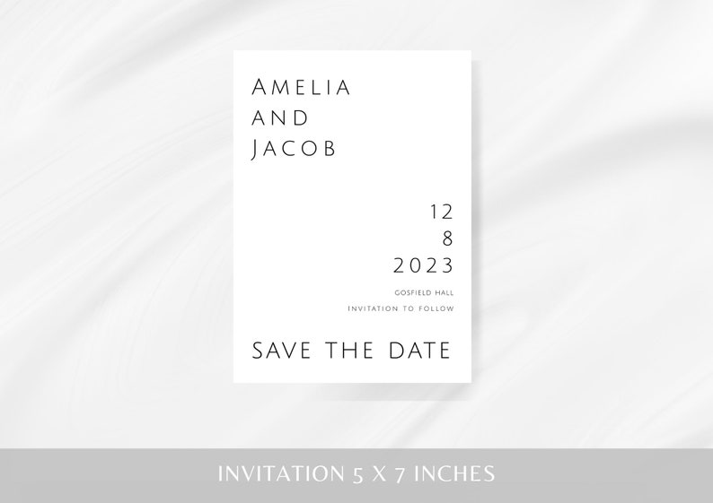 Modern save the date invitation, printable wedding save our date template, add your own photo, double sided editable download, templett image 3