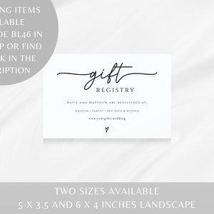 Gift Registry Card Template, Diy Wedding Registry Enclosure Card ...