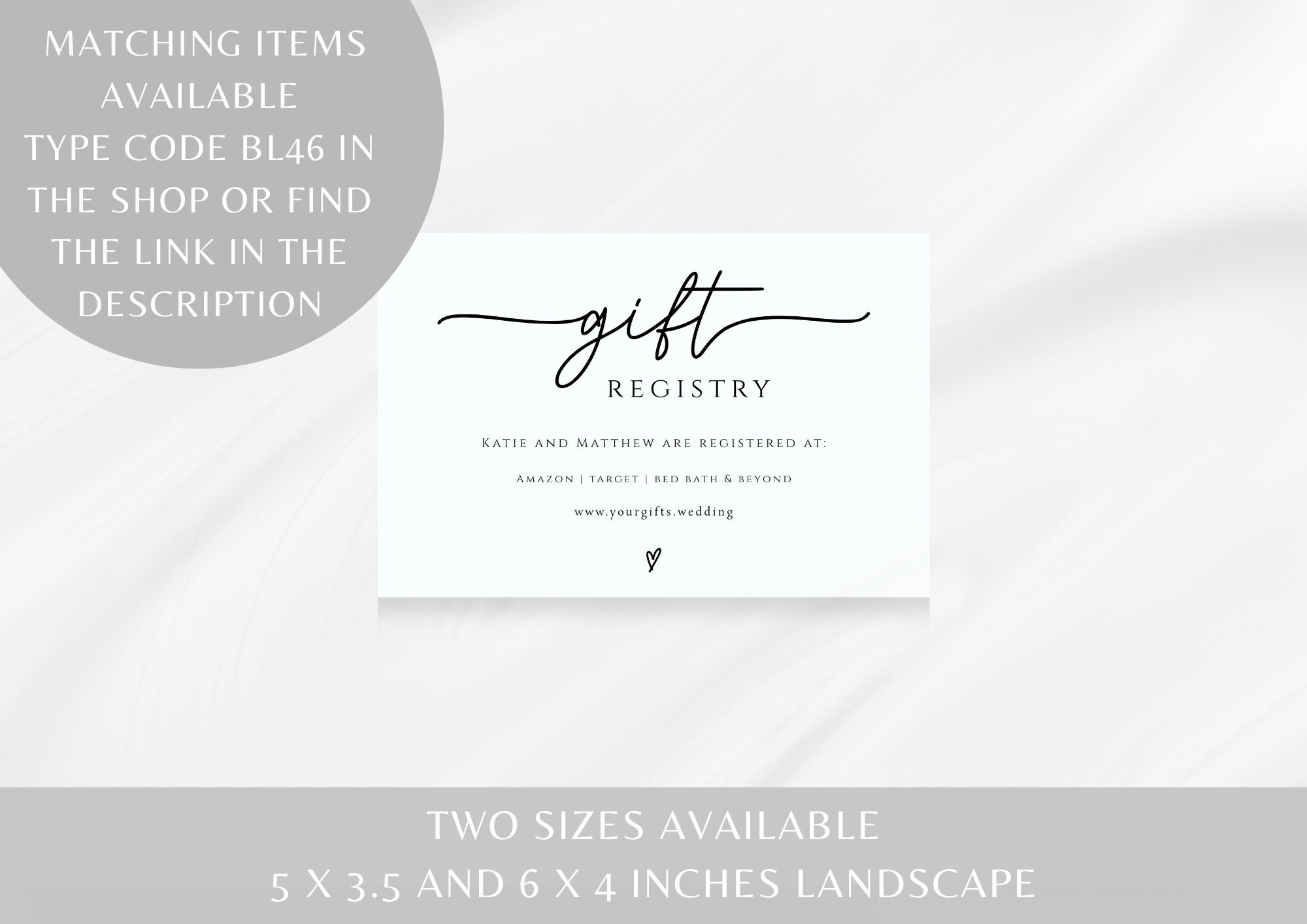 Gift Registry Card Template, Diy Wedding Registry Enclosure Card