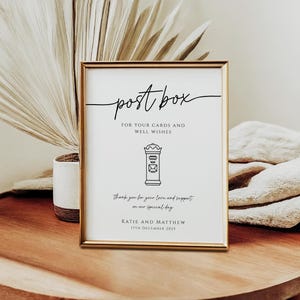 Hochzeit Post Schild Vorlage, Einfache Karten und Wünsche zum ausdrucken, moderne schwarz weiße Post Symbol, diy Party, bearbeitbares Templett Download #BL46