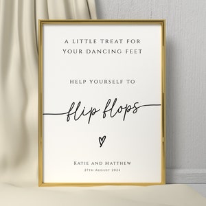 Wedding flip flops sign template, treat for your dancing feet printable sign, modern handwriting diy wedding sign, editable download #BL46