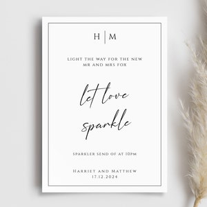 Let love sparkle sign template, monogram wedding sparkler sign, light the way for mr & mrs printable, diy template, editable download #BL51