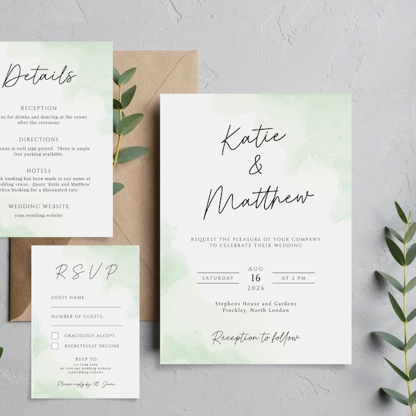Mint Wedding Invite - Etsy