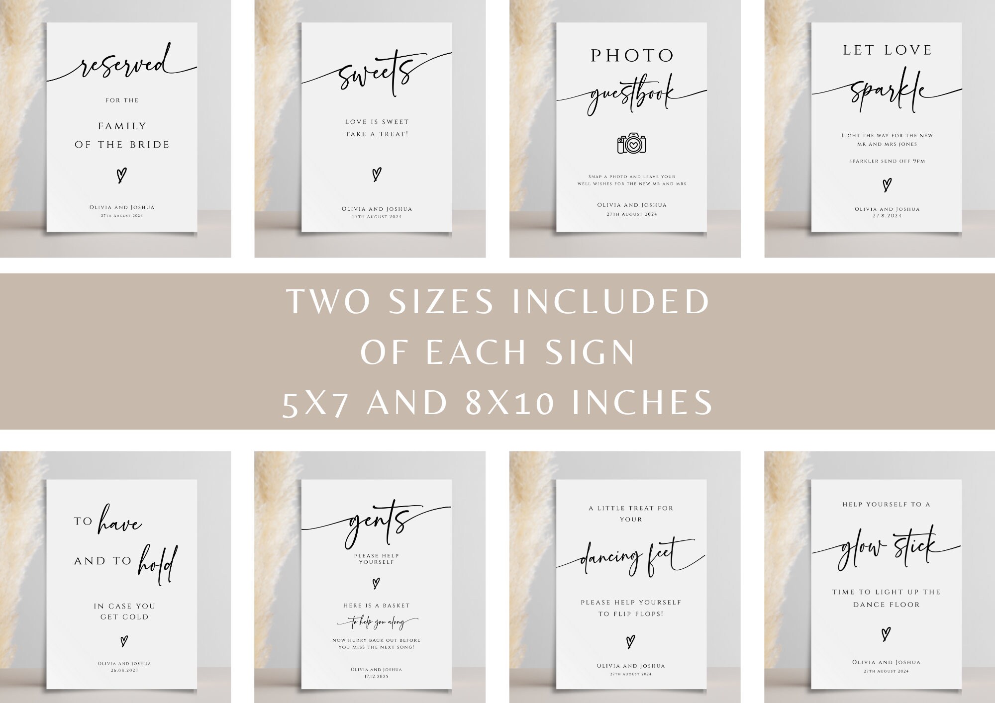 Modern Wedding Signs Bundle, Diy Wedding Printable Templates, Wedding ...