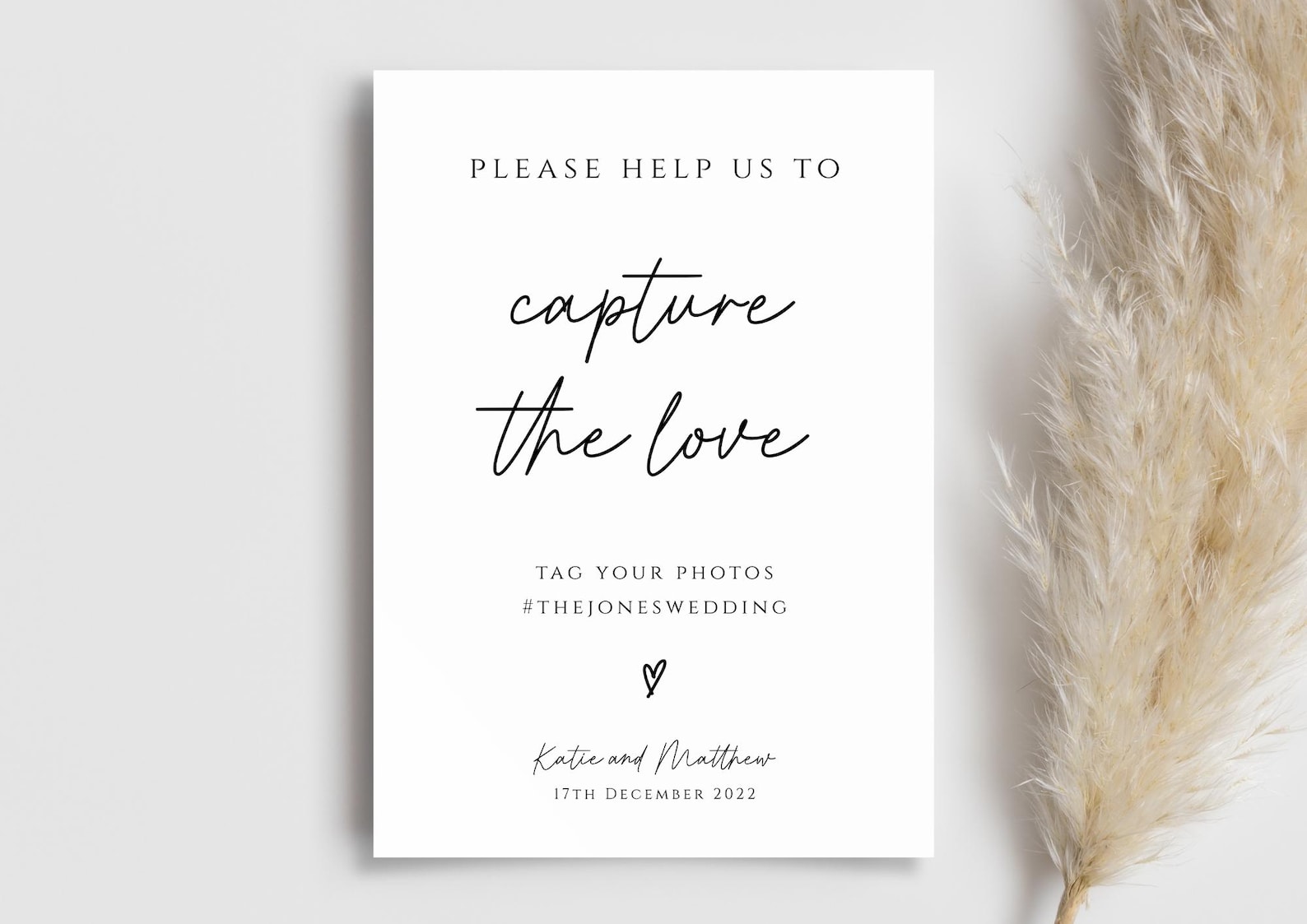 Capture the Love Wedding Sign Template, Photo Hashtag Sign Printable ...