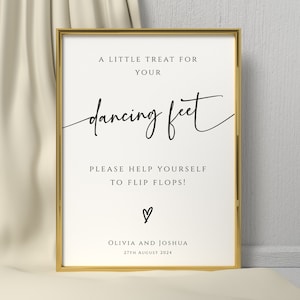 Wedding flip flops sign template, modern a treat for your dancing feet printable, modern diy wedding sign 8x10 5x7, editable download #BL77