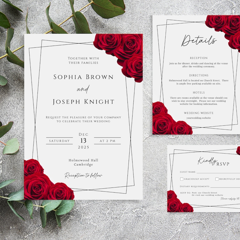 Black and Red Wedding Invitation - Etsy