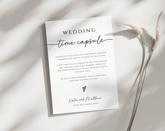 Wedding time capsule sign template, message for Mr and Mrs, wedding anniversary message, modern handwriting diy sign, editable download BL46