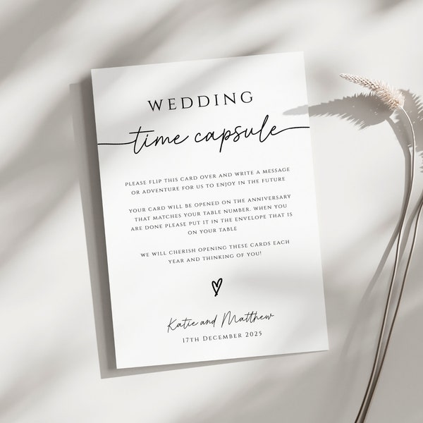 Wedding time capsule sign template, message for Mr and Mrs, wedding anniversary message, modern handwriting diy sign, editable download BL46