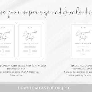 Monogram engagement invitation template, modern engagement party invite, black border printable diy invitation, editable download BL51 image 6