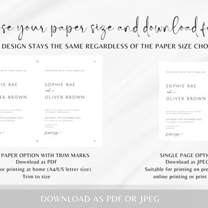 Modern wedding invitation template set, minimalist printable invite suite, black & white wedding invite rsvp bundle, diy editable download image 6