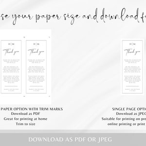 Monogram thank you place card template, place setting thank you, black border wedding thank you meal card printable, editable download BL51 image 5