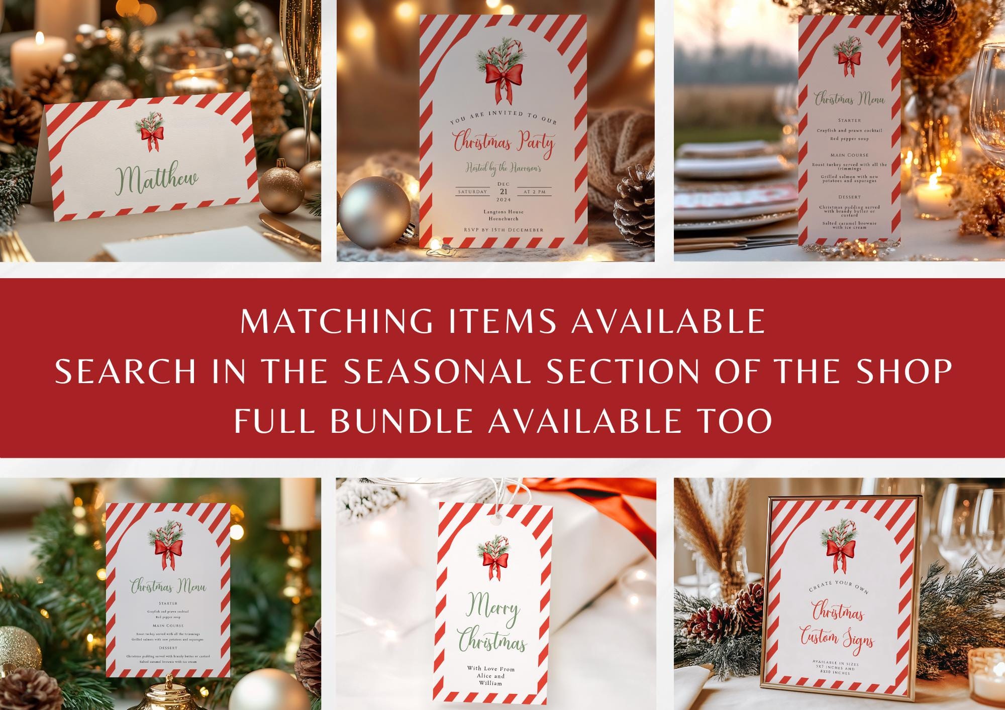 Candy Cane Gift Tag Template, Printable Christmas Red and White Stripe ...