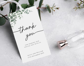Eukalyptus Hochzeit Geschenkanhänger, druckbares Dankeschön, bearbeitbares Grün bearbeitbares Hochzeitsgeschenk, grüner Geschenkanhänger, DIY-Geschenkanhänger #BL9