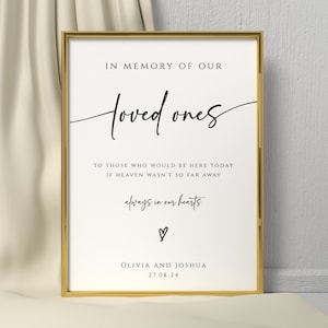 Wedding in memory sign template, modern memorial printable, script loved ones memory, wedding not forgotten sign, editable download #BL77