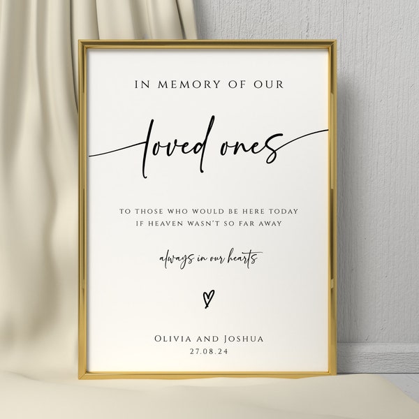 Wedding in memory sign template, modern memorial printable, script loved ones memory, wedding not forgotten sign, editable download #BL77
