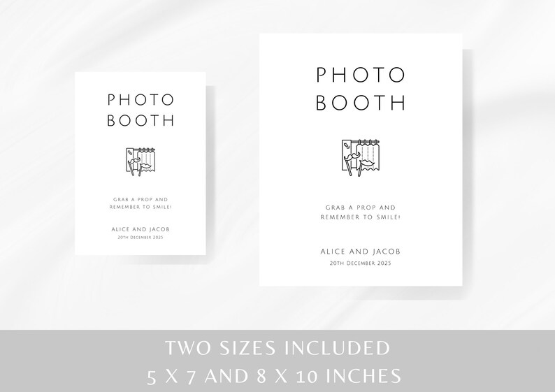 Modern Wedding Photo Booth Sign Template: Simple DIY Printable (digital ...