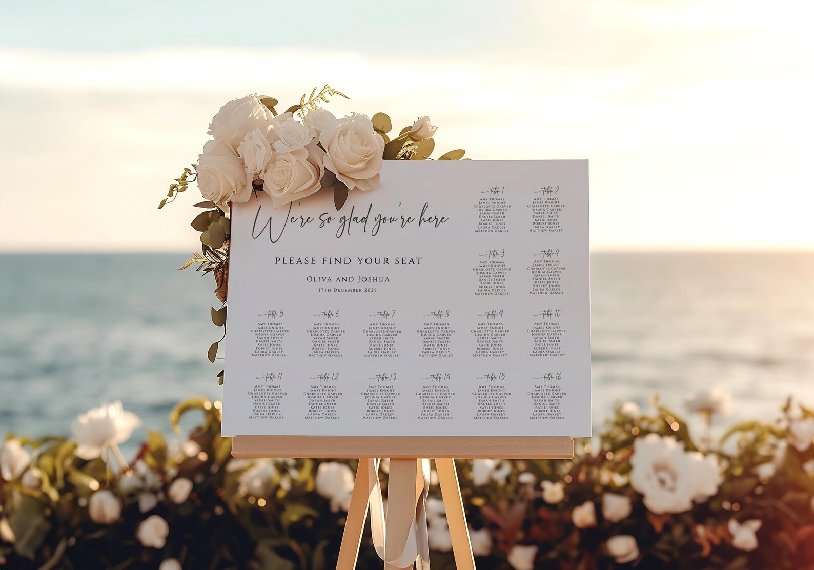 Round Table Plan Sign Wedding Table Plan Sign Template, Modern Landscape Seating Chart ...