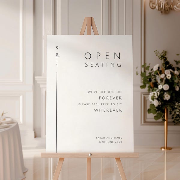 Open seating sign template, modern diy wedding sign, we've decided on forever feel free to sit wherever sign, editable download #BL12