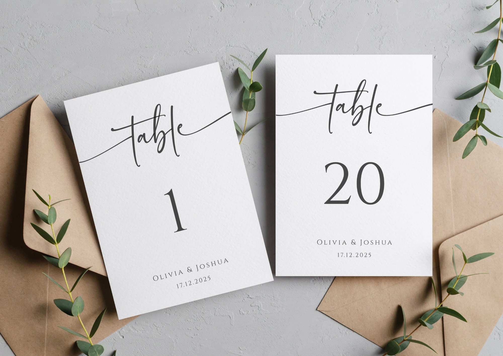 Wedding Table Number Printable Template, Modern Editable Table Number ...