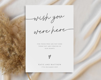 Wish you were here sign template, wedding in loving memory sign, simple wedding memorial, classic clean diy signage, editable download #BL46