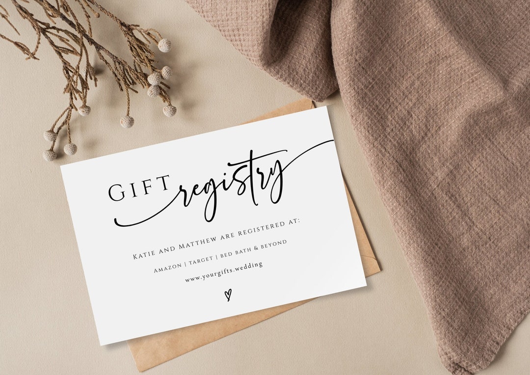 Gift Registry Card Template, Diy Wedding Registry Enclosure Card