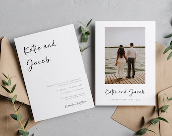 Photo Wedding Invitation Template: Modern Black & White (Editable Download)