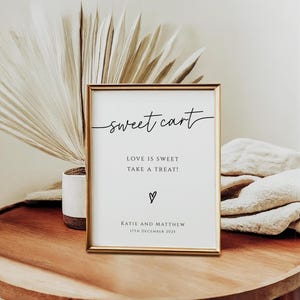Wedding sweet cart sign template, wedding printable love is sweet take a treat sign, modern sweet treat sign, editable download #BL46