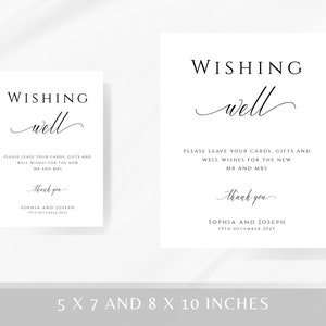 Modern Wishing Well Sign Template Printable, Wedding Script Cards and ...