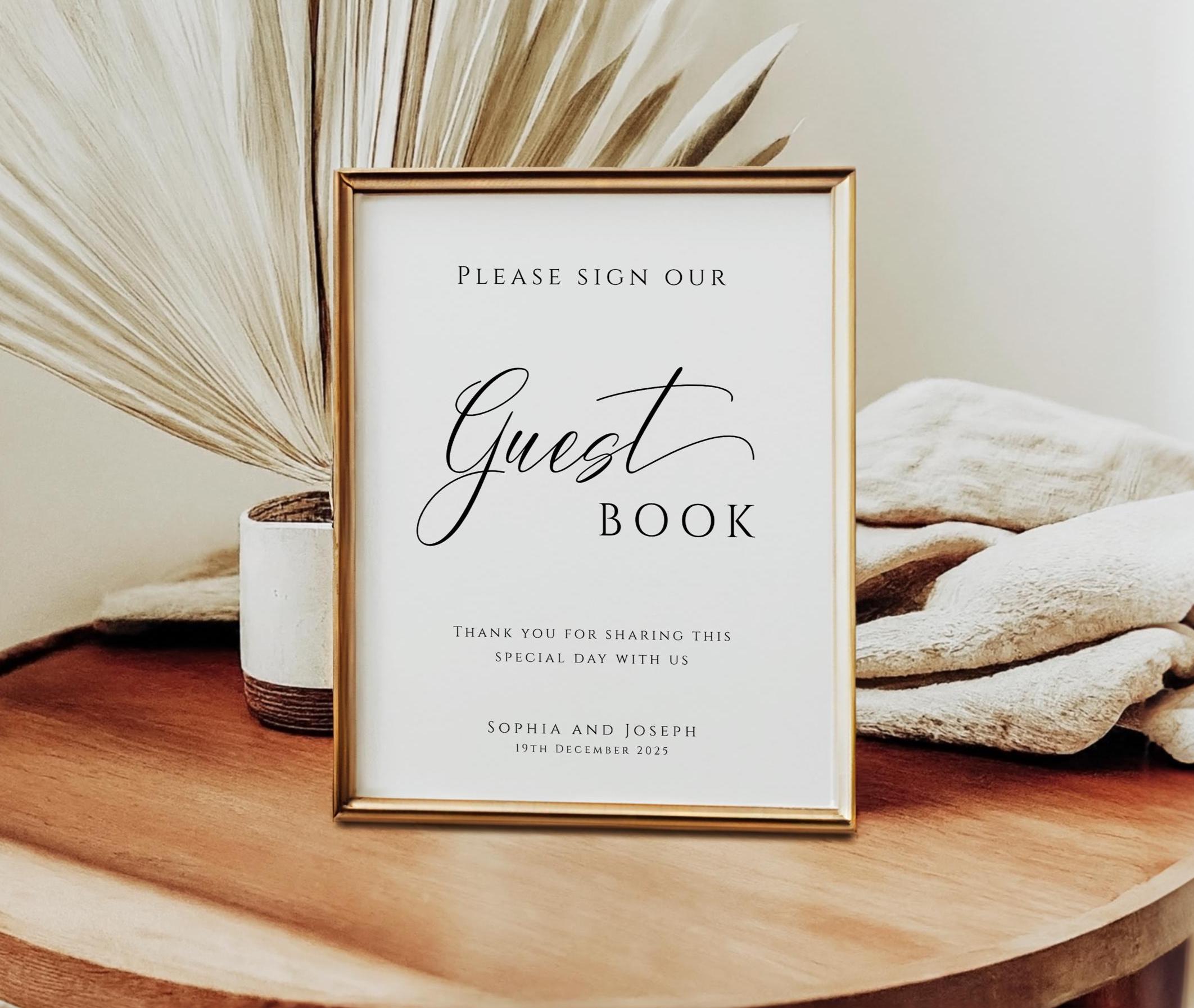 Modern Script Wedding Guest Book Sign Template (digital Download) - Etsy