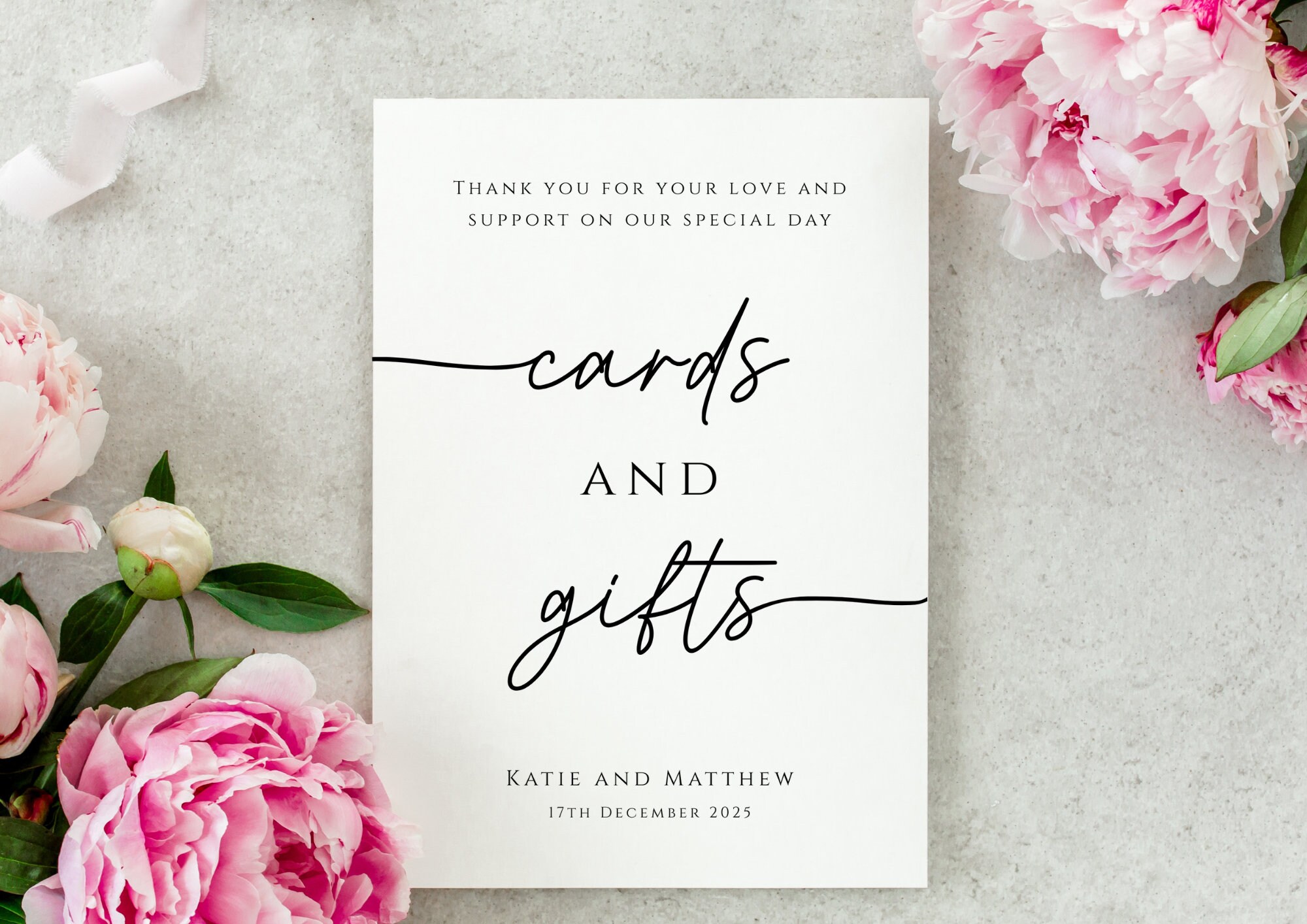 Cards Sign Printable Simple Wedding Cards and Gifts Sign Template, Modern Printable Cards ...