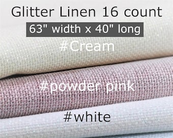 16 Count Sparkle Linen Opalescent Aida Fabric – Glitter Cross-Stitch Material for Embroidery Projects, Fabric to Stitch, Soft Linen Cloth