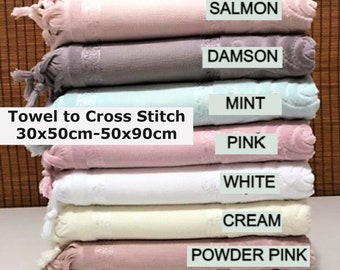 Fringe Turkish Cotton Towel, 16 Count Aida Cloth, Cross Stitch