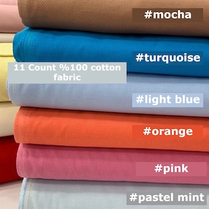 Tela Aida morbida da 11 punti, 100% cotone Aida, tessuto per punto croce, tessuto per punto croce, 19 colori disponibili