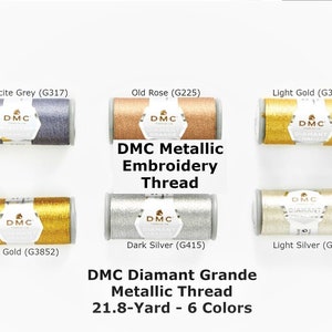 Nici do haftu metalicznego DMC Diamant Grande – zestaw 6 kolorów