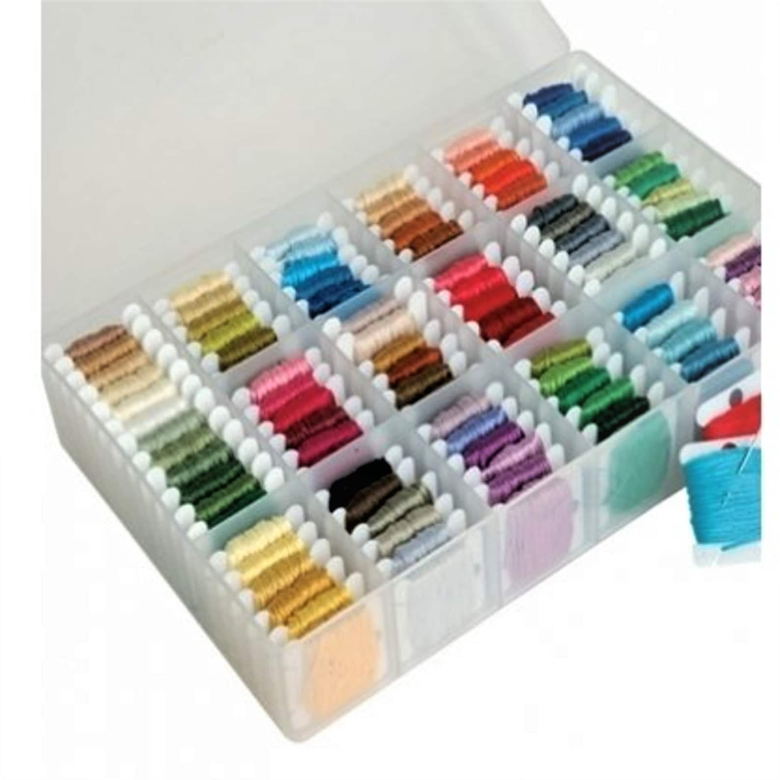 Dmc thread storage box with free embroidery thread bobbins 50 etsy