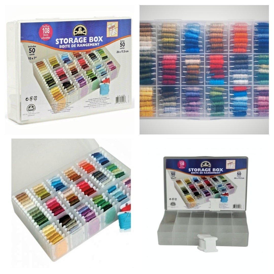 DMC Thread Storage Box With Free Embroidery Thread Bobbins 50 Pieces,yarn  Storage,cross Stitch Organizer, Bobbins Box 