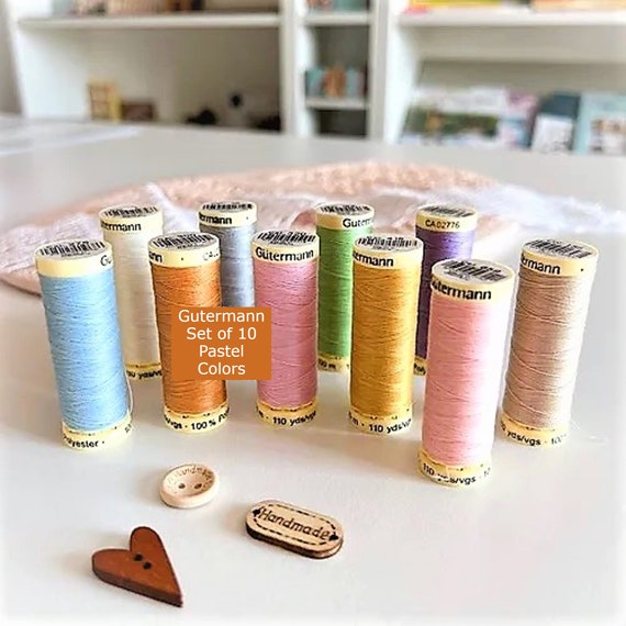 Gutermann Sewing Thread, Set of 10 Pastel Colors, Polyester Sewing Thread,  DIY Thread, Gutermann Sew All, Gutermann 110 Yard 