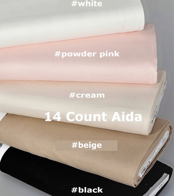 Aida Cloth 14 Count Cotton Cross stitch Fabric- Cream colour /White