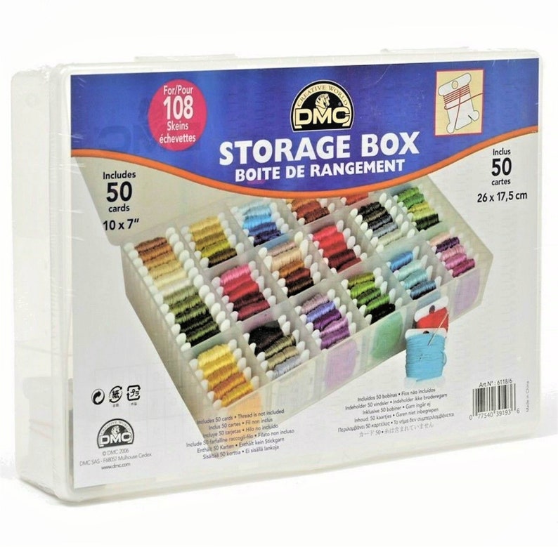 Dmc thread storage box with free embroidery thread bobbins 50 etsy