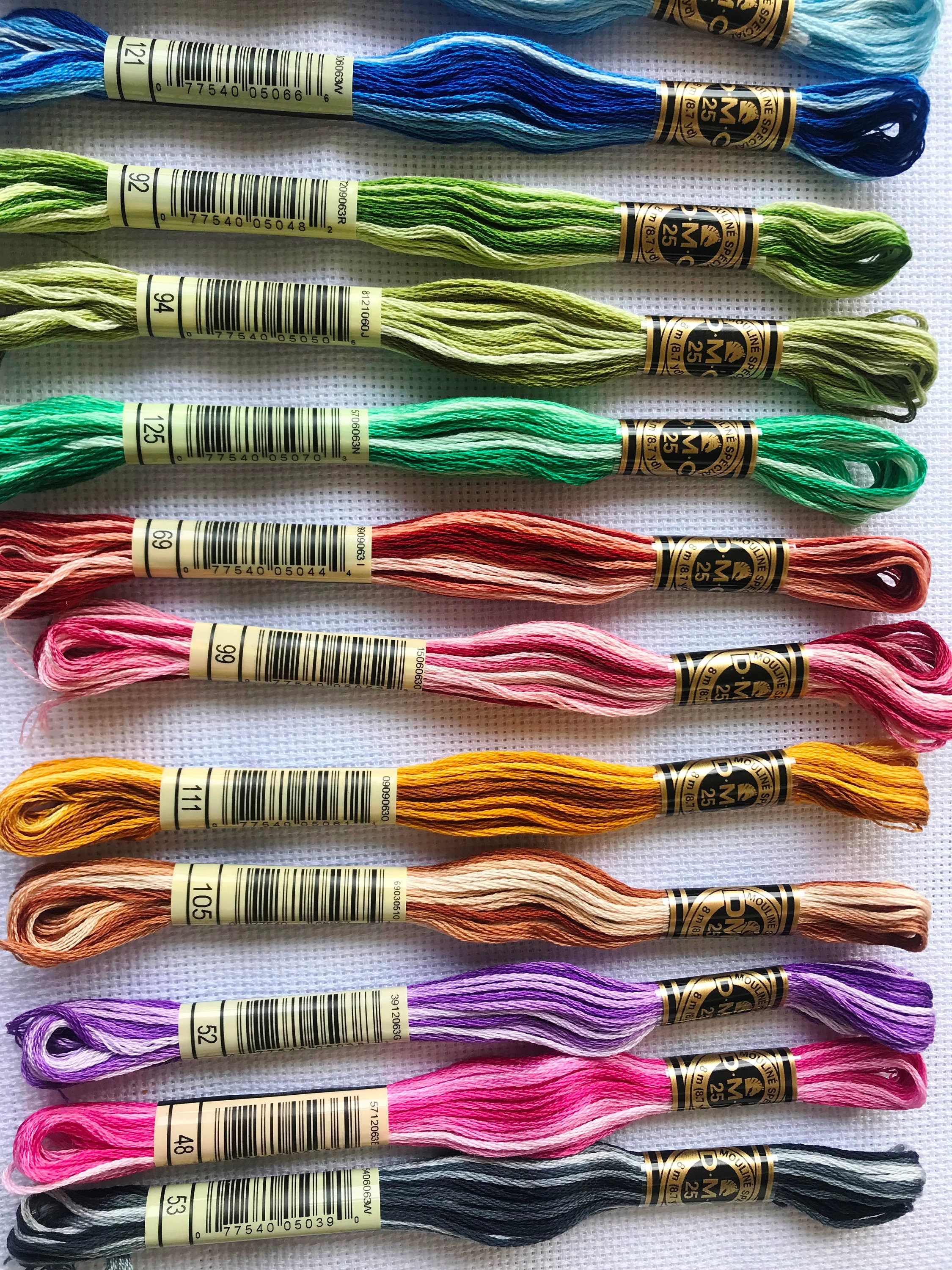 Magical Color Variations Floss Pack Variegated Cross Stitch Thread Six  Strand Embroidery Polyester Threads, Set B, Pack of 18 Skeins
